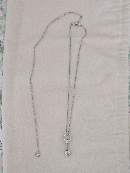 Juicy Couture Jewelry - Juicy Couture Silver Heart Long Chain Adjustable Necklace